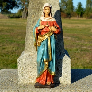 Soška Panna Marie - Plamenný žár - oranžovomodrá - 52 cm
