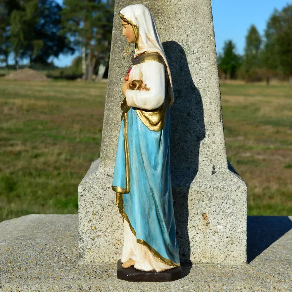 Soška Panna Marie - Plamenný žár - bílomodrá - 52 cm