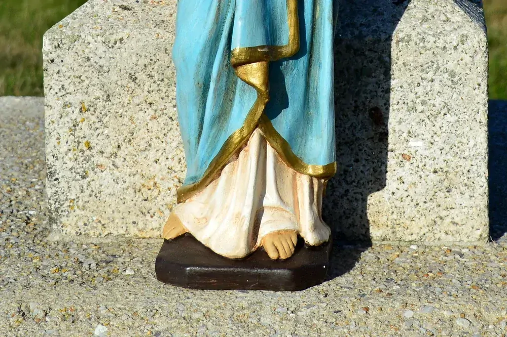 Soška Panna Marie - Plamenný žár - bílomodrá - 52 cm