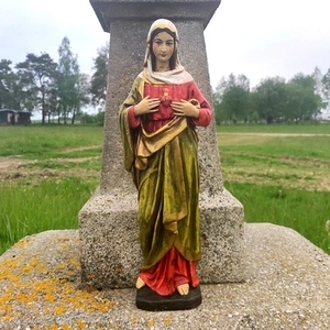 Soška Panna Marie - Plamenný žár - oranžovozelená - 52 cm