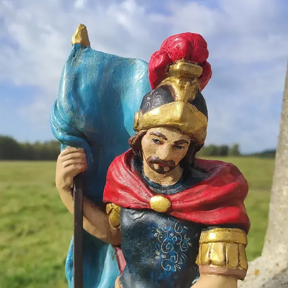 Soška Svatý Florián - 35 cm - modrý prapor