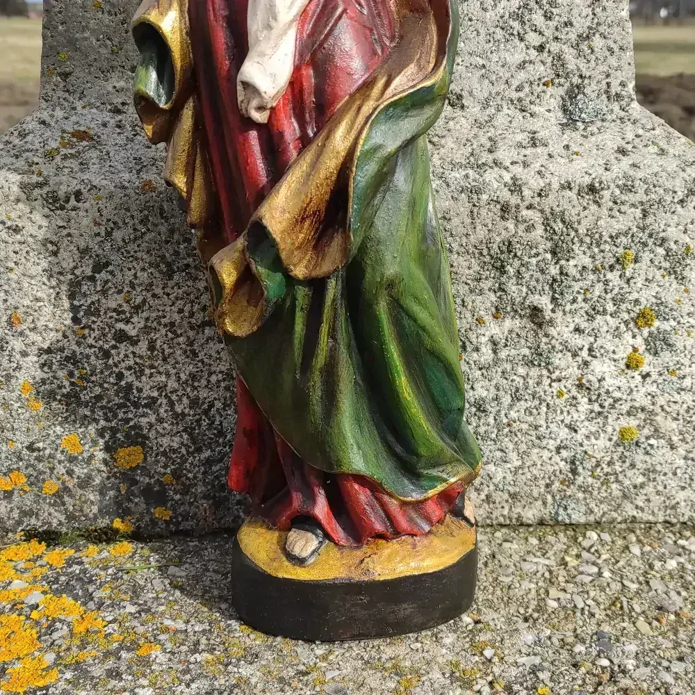 Soška Panna Marie a Jezulátko, červenozelená - 41 cm, možno i zavěsit