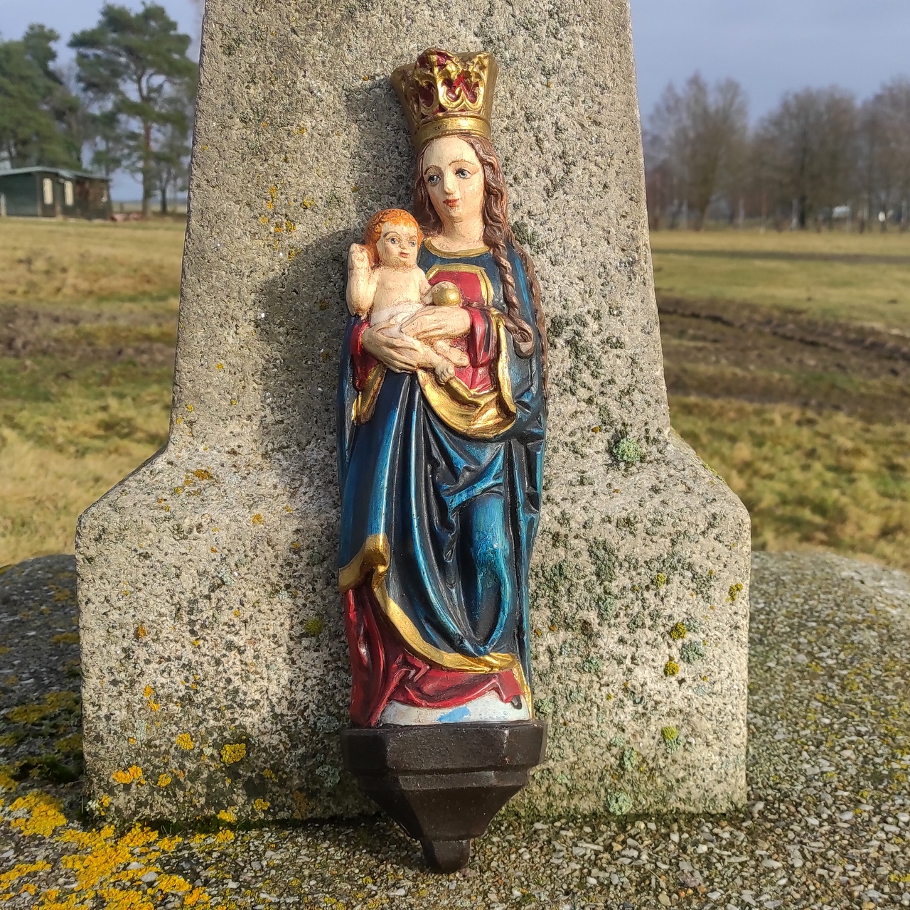 Závěsná soška Panna Marie a Jezulátko - 40 cm / modrá