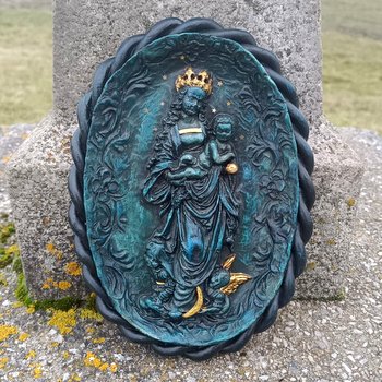 Reliéf Panna Marie s Jezulátkem, modra - výška 32 cm