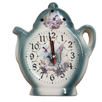 Porcelánové hodiny - myslivecký motiv / zelený