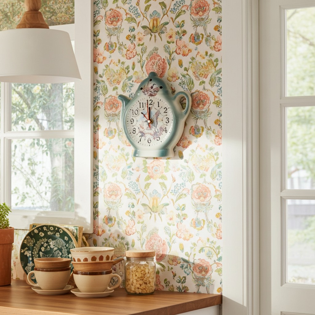 Porcelánové hodiny - myslivecký motiv / zelený