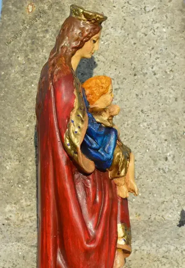 Nanebevzetí Panny Marie a Jezule - socha 43 cm -červený plášť