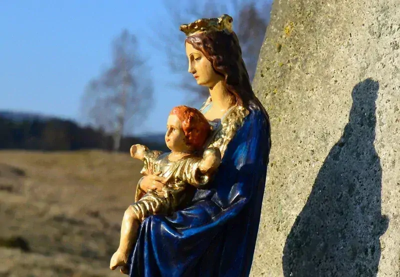 Nanebevzetí Panny Marie a Jezule - socha 43 cm - modrý plášť
