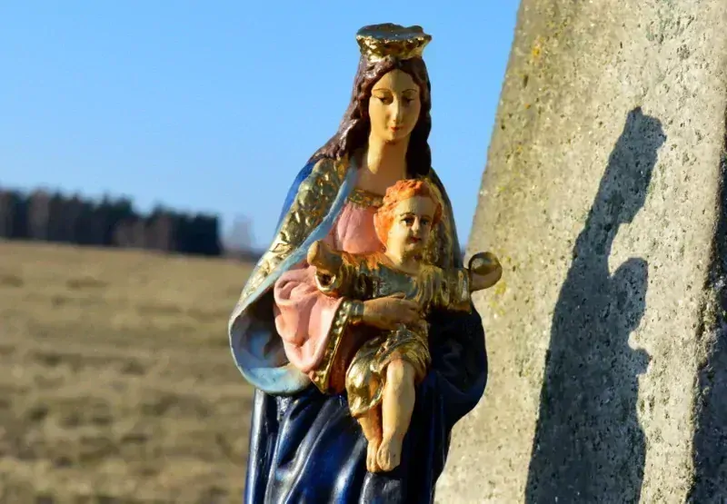 Nanebevzetí Panny Marie a Jezule - socha 43 cm - modrý plášť
