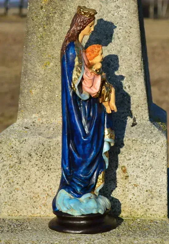 Nanebevzetí Panny Marie a Jezule - socha 43 cm - modrý plášť