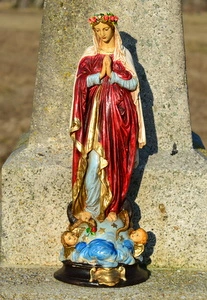 Soška Bohorodička - panna Marie, červený plášť - 42 cm