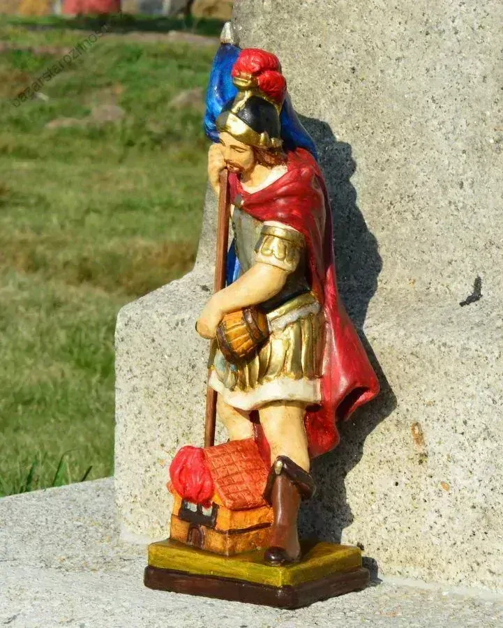 Soška Svatý Florián - 35 cm - stříbrné brnění