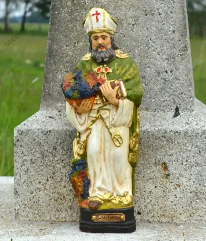 Soška Svatý Urban - patron vinařů a bednářů - zelený 37 cm