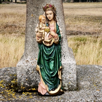 Soška Madona - závěsná plastika (zelenorůžová) 50 cm